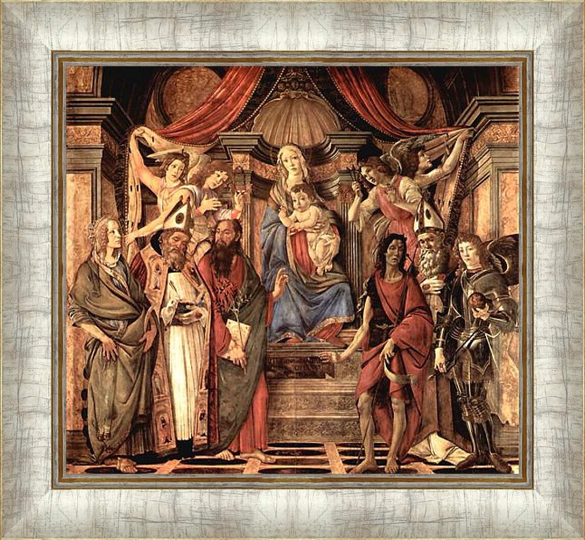 Картина в раме - Altar table, main board Throne end of Madonna. Сандро Боттичелли