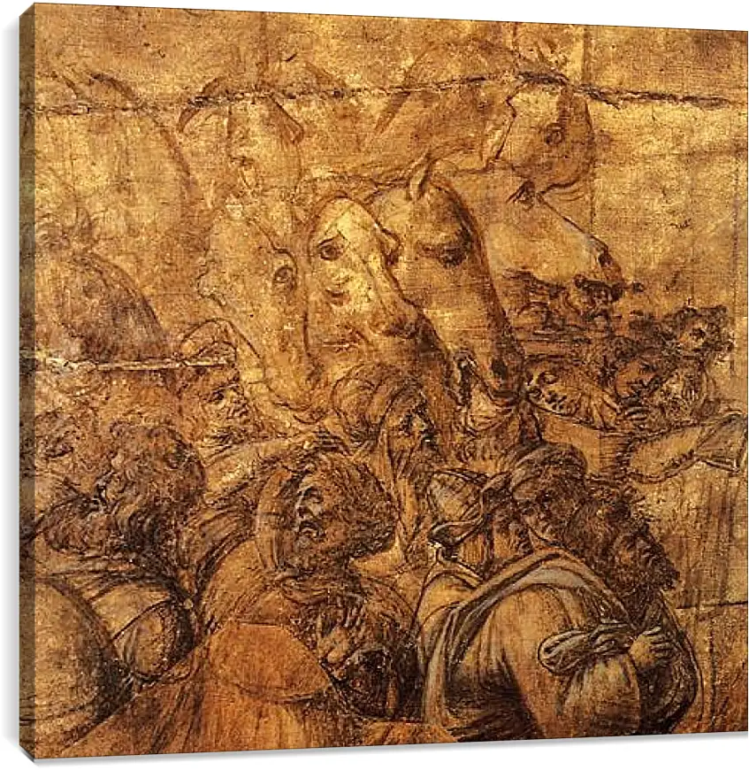 Постер и плакат - Adoration of the three magi (fragment of a draft) Сандро Боттичелли