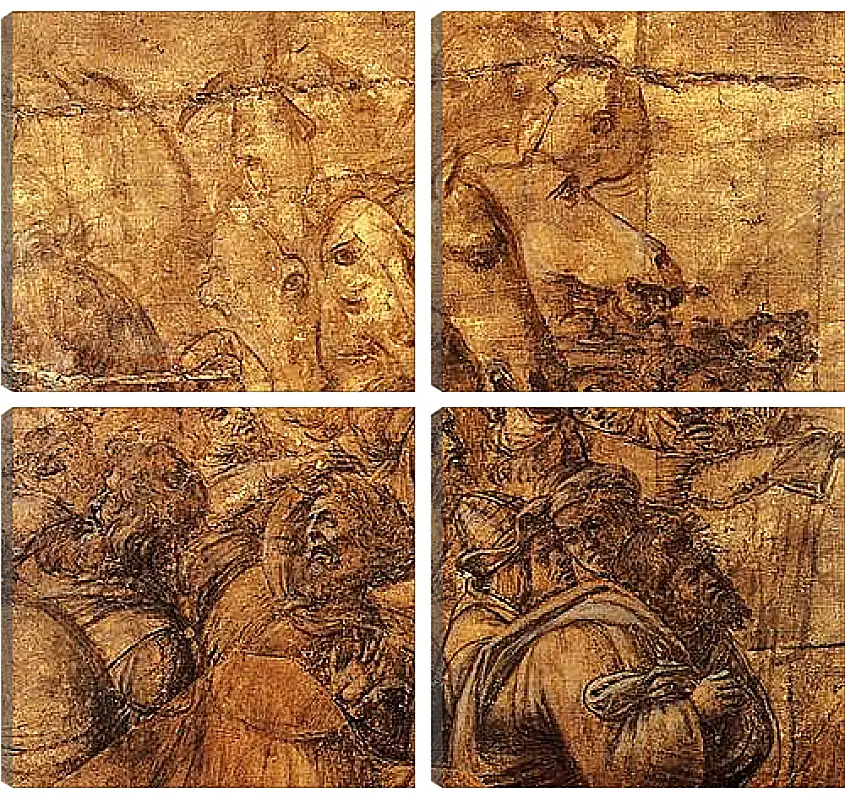 Модульная картина - Adoration of the three magi (fragment of a draft) Сандро Боттичелли