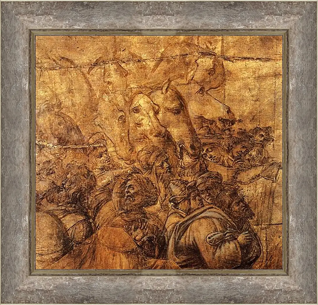 Картина в раме - Adoration of the three magi (fragment of a draft) Сандро Боттичелли