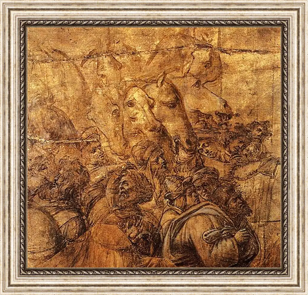 Картина в раме - Adoration of the three magi (fragment of a draft) Сандро Боттичелли