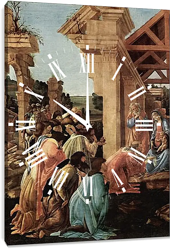 Часы картина - Adoration of the kings Washington (detail2) Сандро Боттичелли