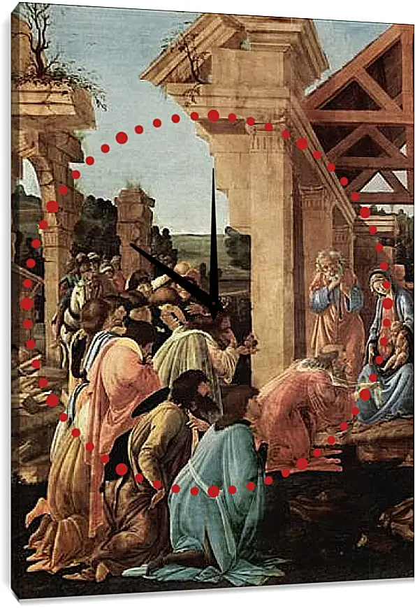 Часы картина - Adoration of the kings Washington (detail2) Сандро Боттичелли