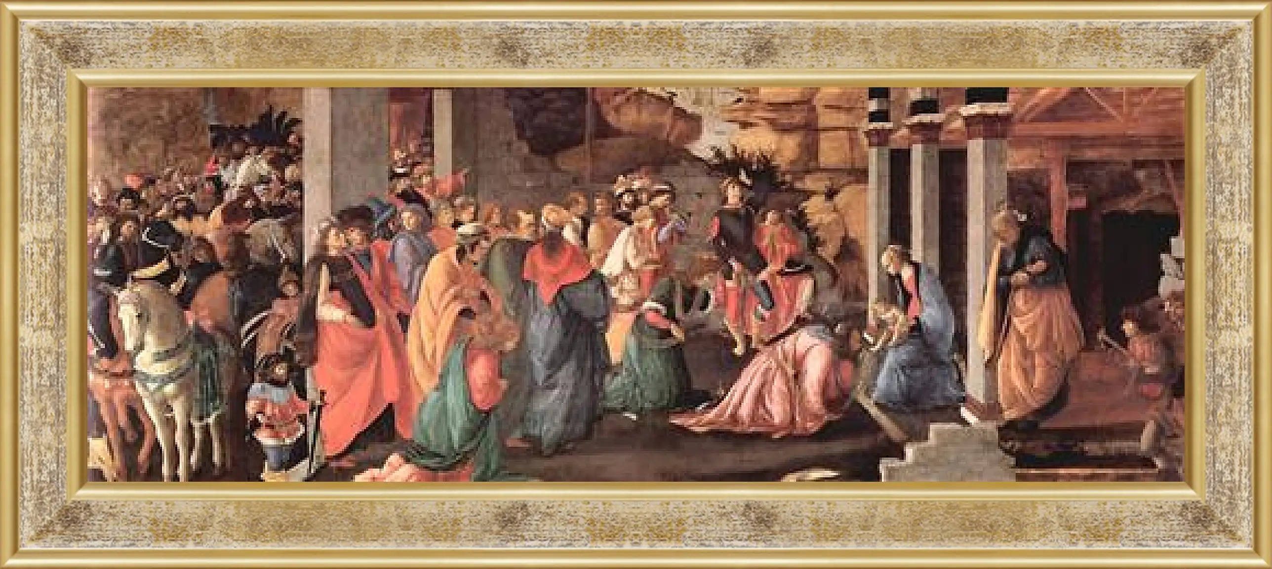 Картина в раме - Adoration of the holy three kings. Сандро Боттичелли