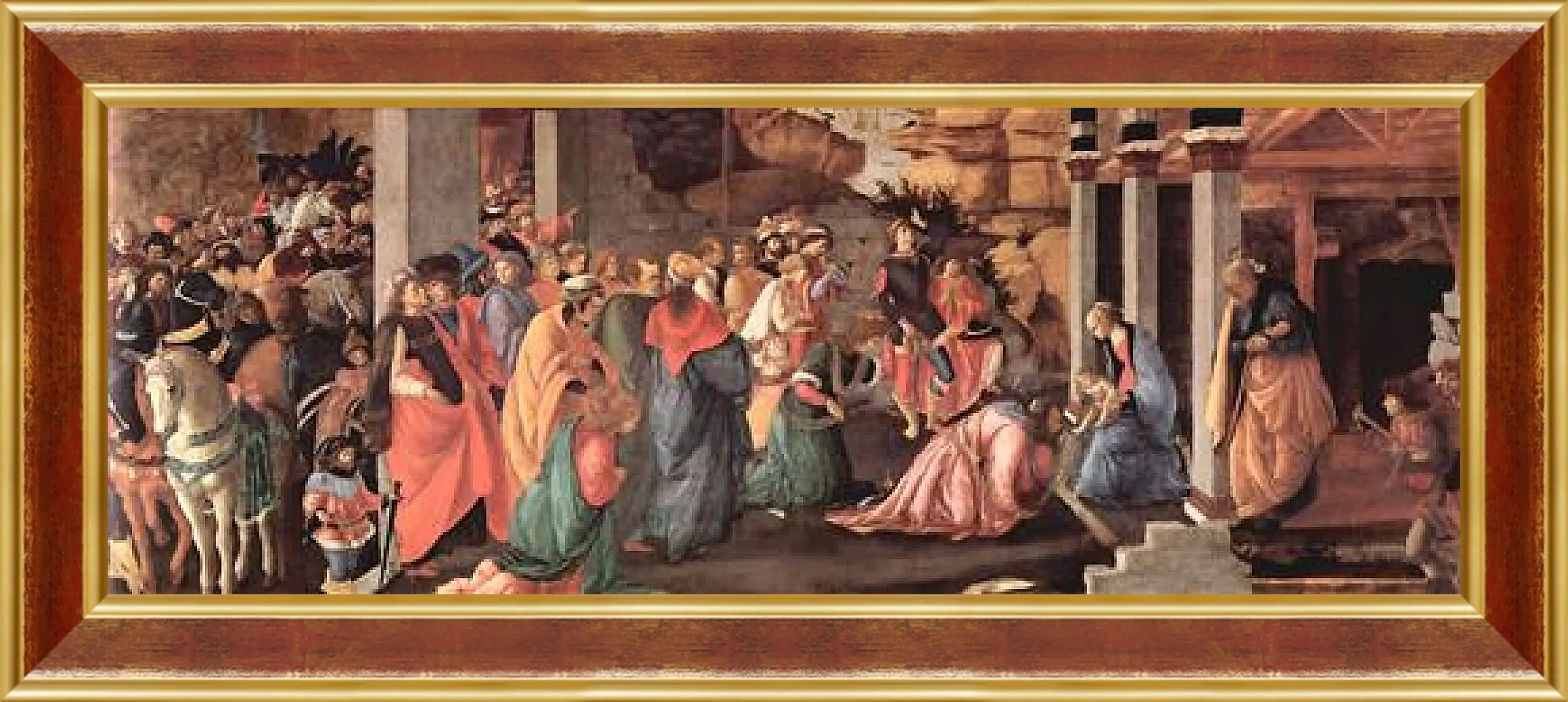 Картина в раме - Adoration of the holy three kings. Сандро Боттичелли