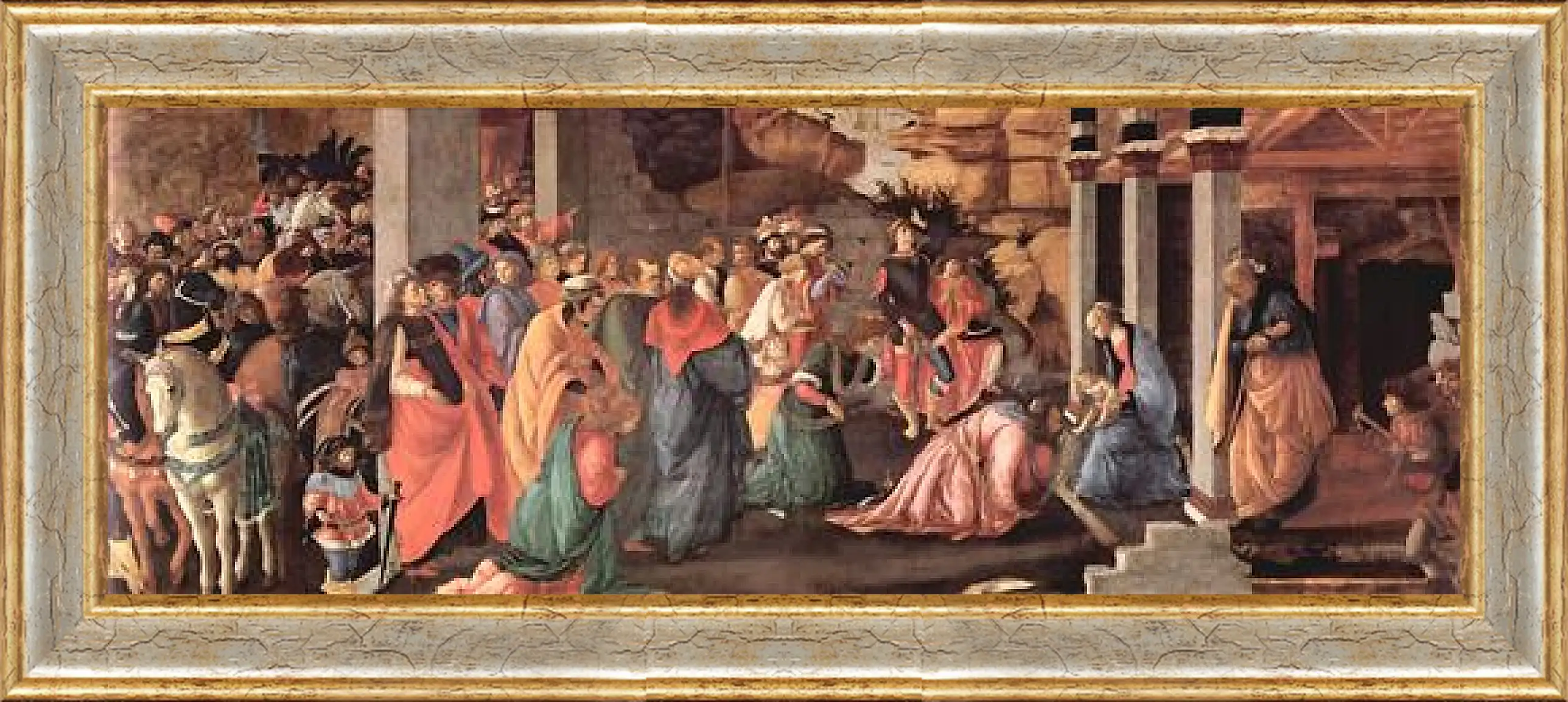 Картина в раме - Adoration of the holy three kings. Сандро Боттичелли