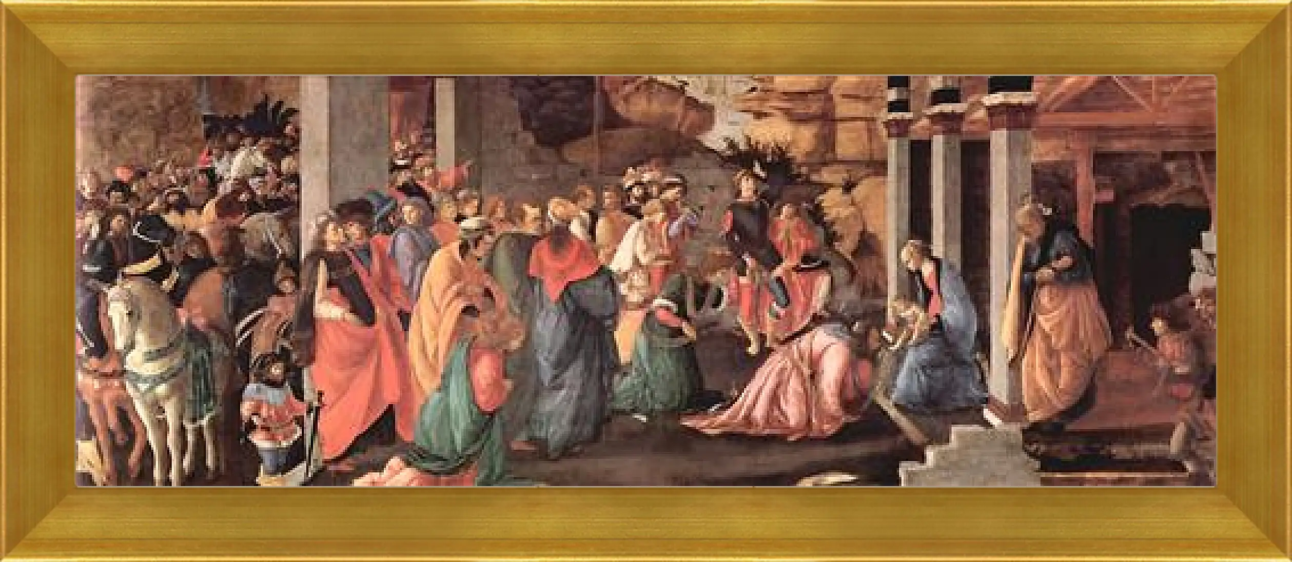 Картина в раме - Adoration of the holy three kings. Сандро Боттичелли