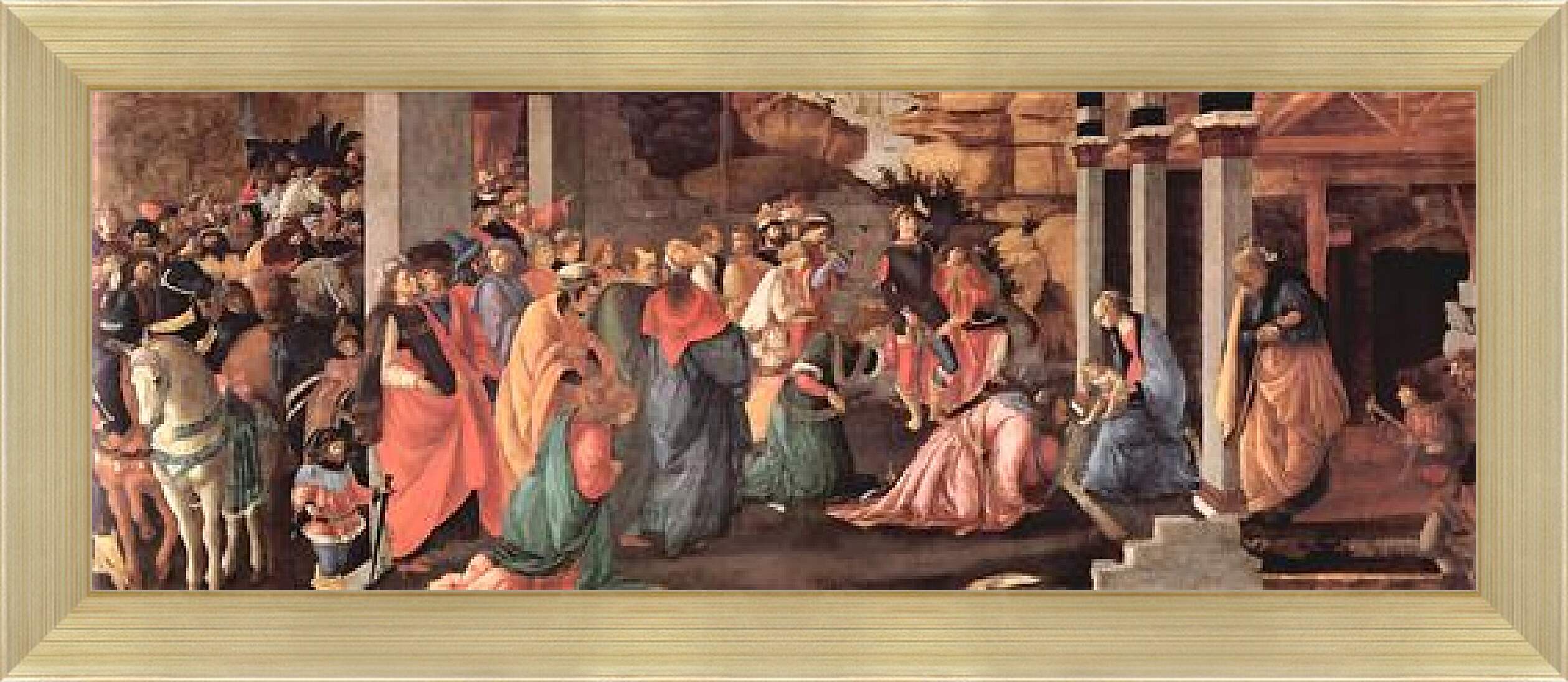 Картина в раме - Adoration of the holy three kings. Сандро Боттичелли