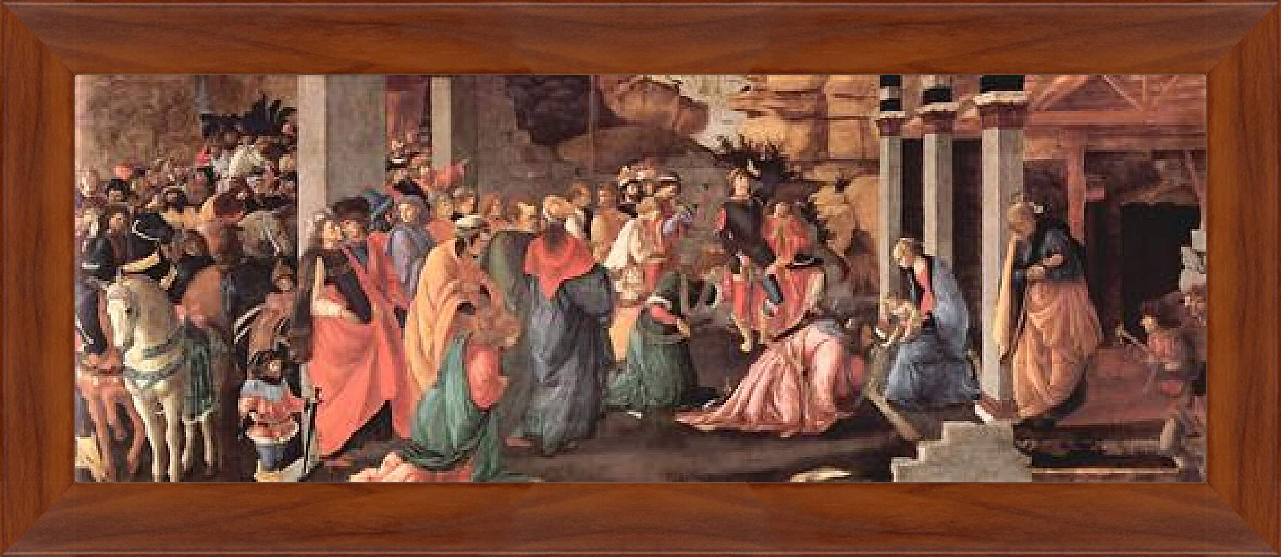 Картина в раме - Adoration of the holy three kings. Сандро Боттичелли