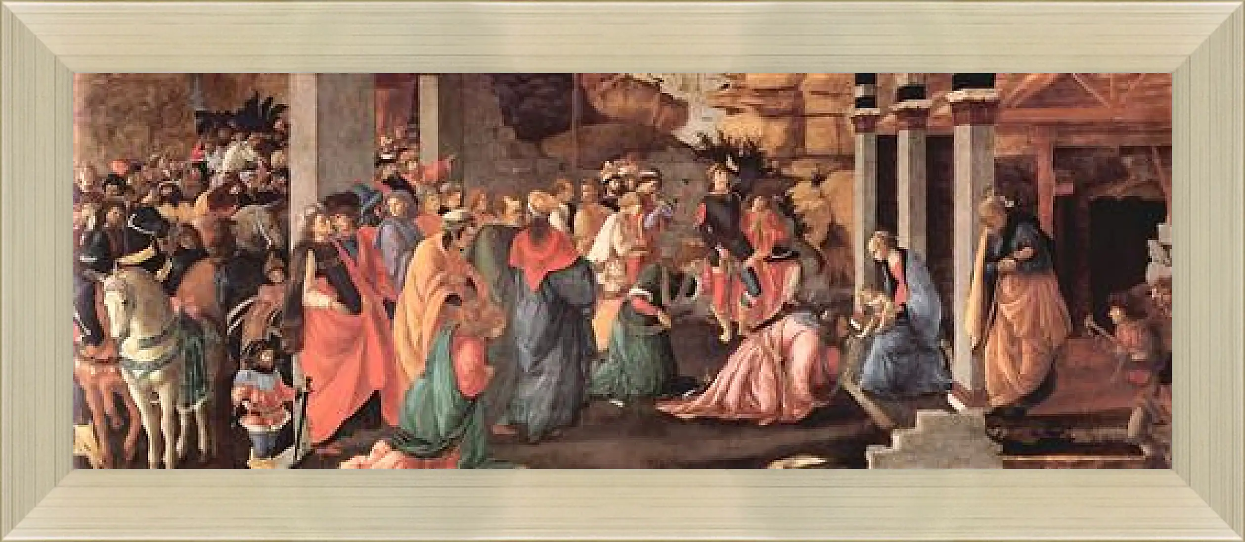 Картина в раме - Adoration of the holy three kings. Сандро Боттичелли