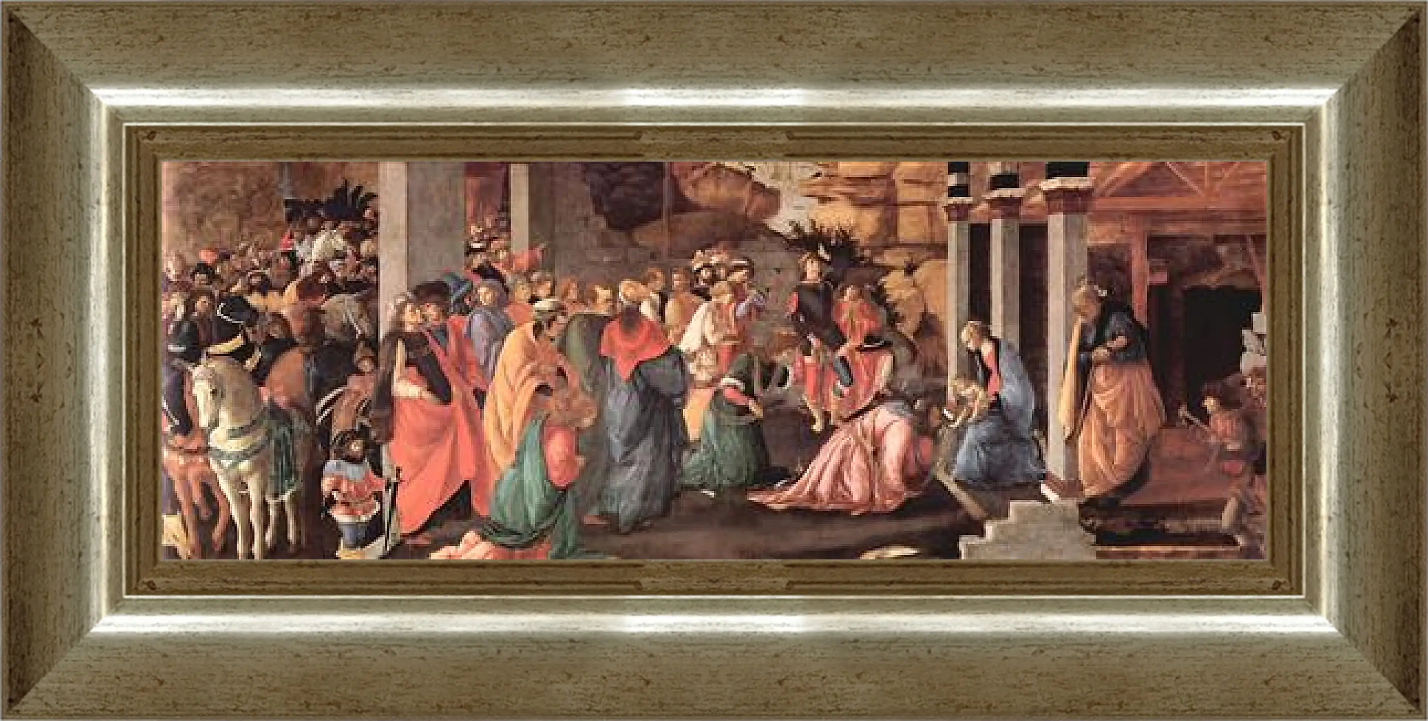 Картина в раме - Adoration of the holy three kings. Сандро Боттичелли