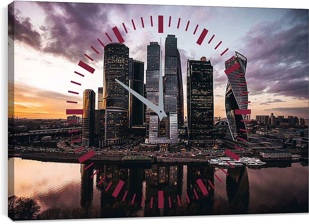 Часы картина - Москва Сити вид с набережной