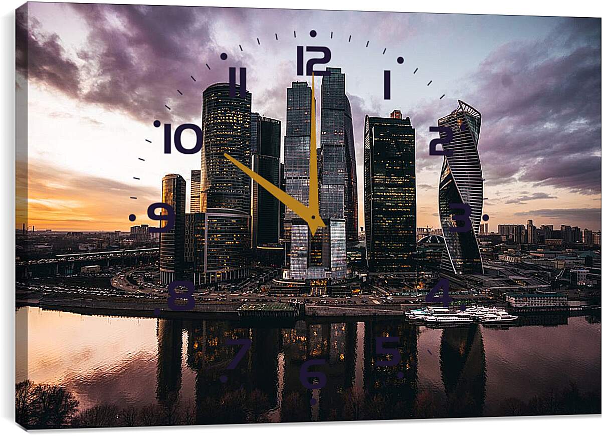 Часы картина - Москва Сити вид с набережной