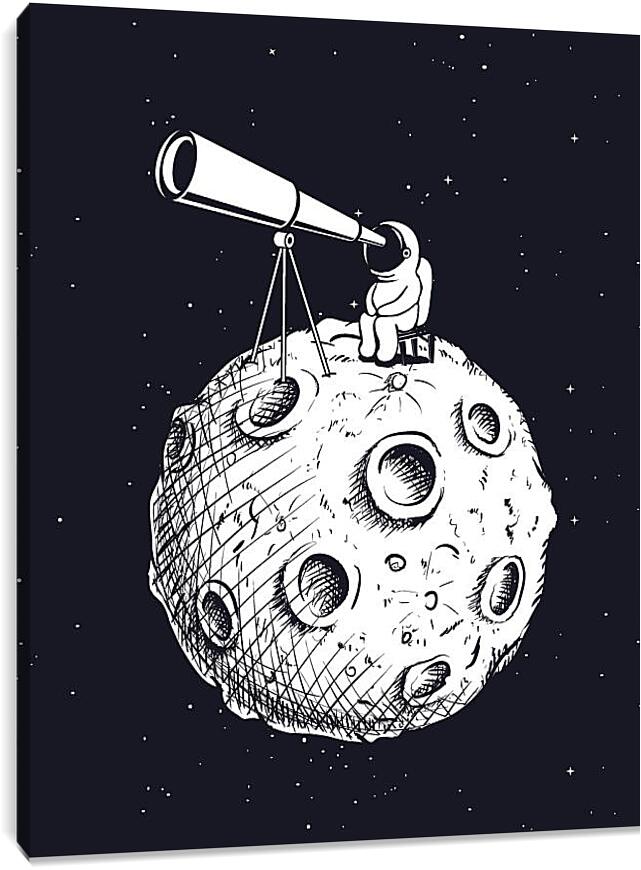Постер и плакат - Космонавт смотрит в телескоп