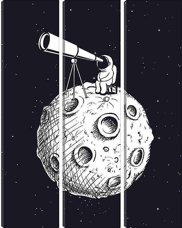 Модульная картина - Космонавт смотрит в телескоп