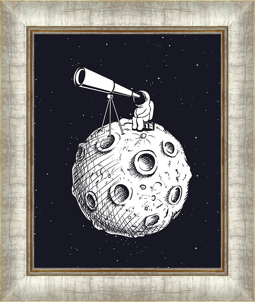 Картина в раме - Космонавт смотрит в телескоп