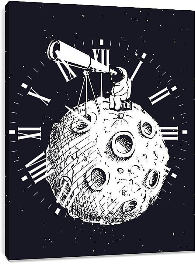 Часы картина - Космонавт смотрит в телескоп