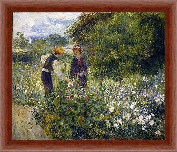 Картина в раме - Picking Flowers. Пьер Огюст Ренуар