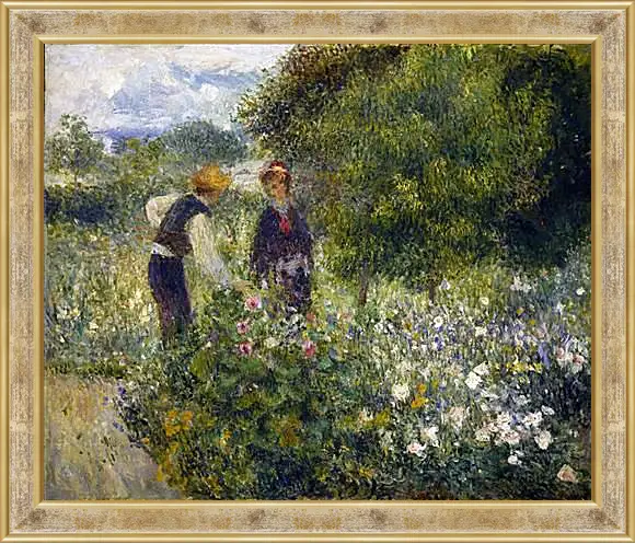 Картина в раме - Picking Flowers. Пьер Огюст Ренуар