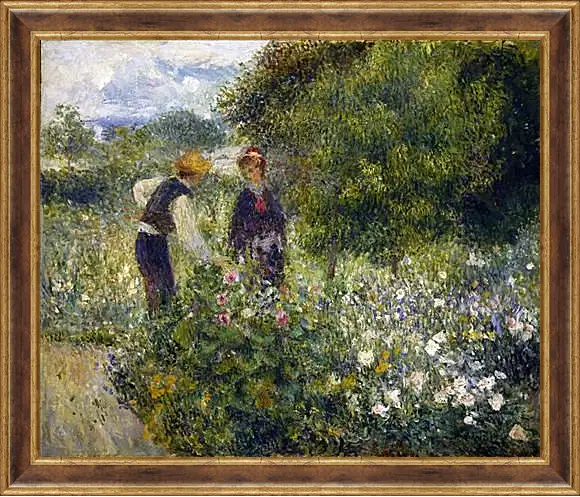 Картина в раме - Picking Flowers. Пьер Огюст Ренуар