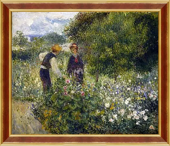 Картина в раме - Picking Flowers. Пьер Огюст Ренуар