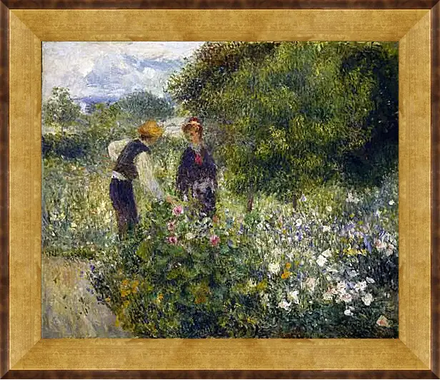 Картина в раме - Picking Flowers. Пьер Огюст Ренуар