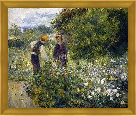 Картина в раме - Picking Flowers. Пьер Огюст Ренуар