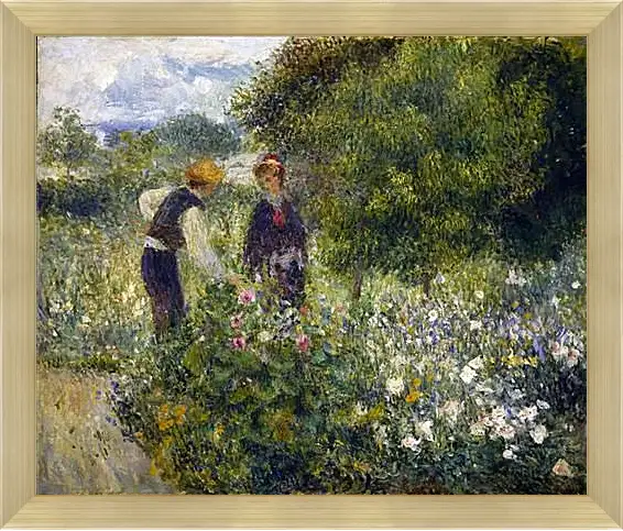 Картина в раме - Picking Flowers. Пьер Огюст Ренуар