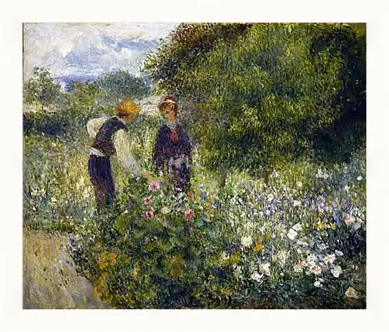 Картина в раме - Picking Flowers. Пьер Огюст Ренуар