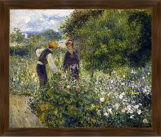 Картина в раме - Picking Flowers. Пьер Огюст Ренуар