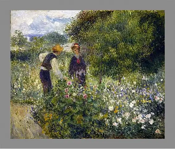 Картина в раме - Picking Flowers. Пьер Огюст Ренуар