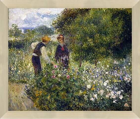 Картина в раме - Picking Flowers. Пьер Огюст Ренуар