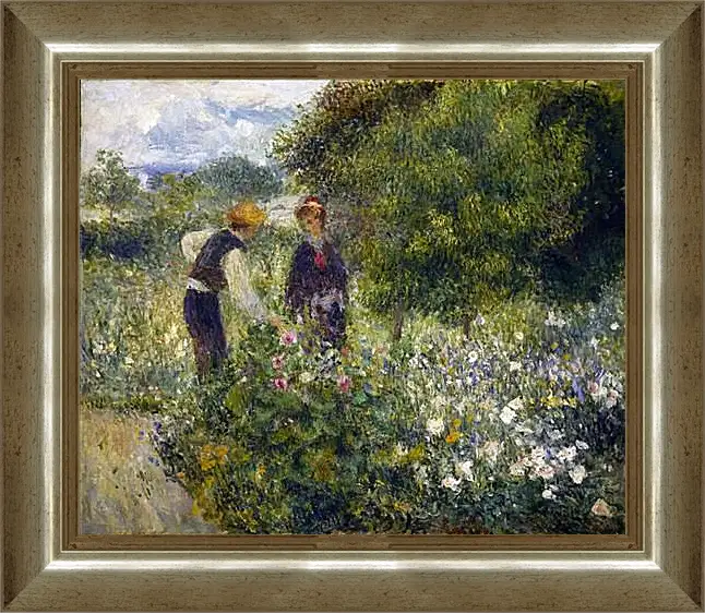 Картина в раме - Picking Flowers. Пьер Огюст Ренуар