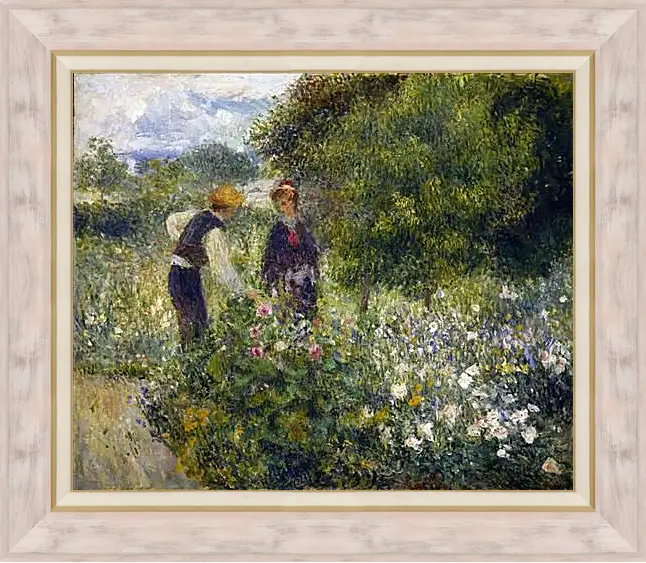 Картина в раме - Picking Flowers. Пьер Огюст Ренуар