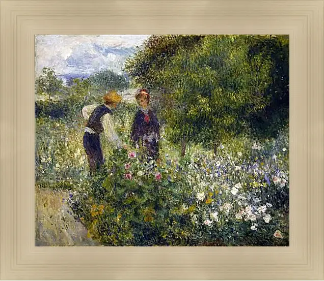 Картина в раме - Picking Flowers. Пьер Огюст Ренуар