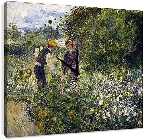 Часы картина - Picking Flowers. Пьер Огюст Ренуар