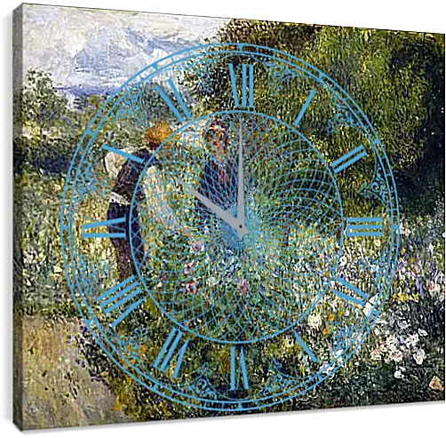 Часы картина - Picking Flowers. Пьер Огюст Ренуар