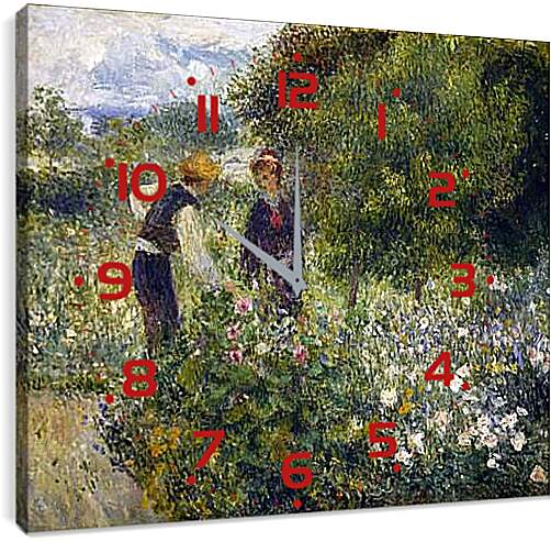 Часы картина - Picking Flowers. Пьер Огюст Ренуар