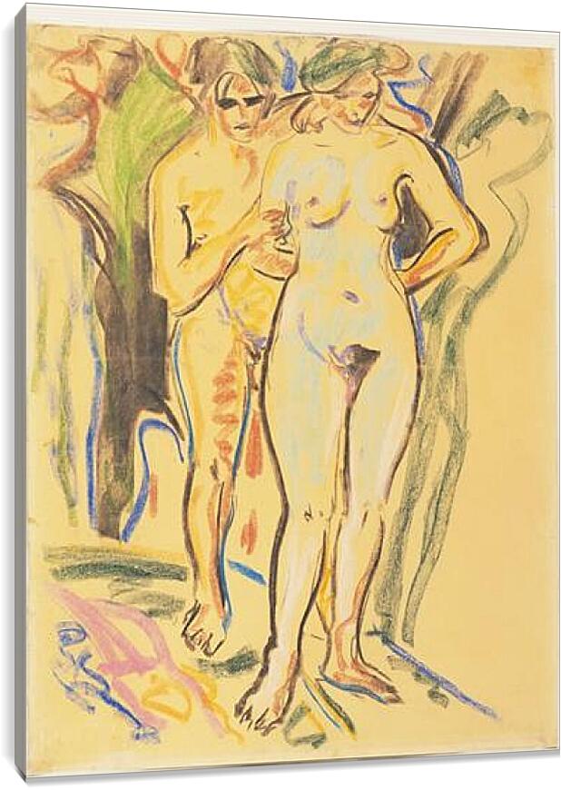 Постер и плакат - Two Nudes in a Landscape. Эрнст Людвиг Кирхнер