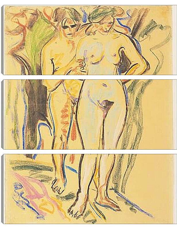 Модульная картина - Two Nudes in a Landscape. Эрнст Людвиг Кирхнер