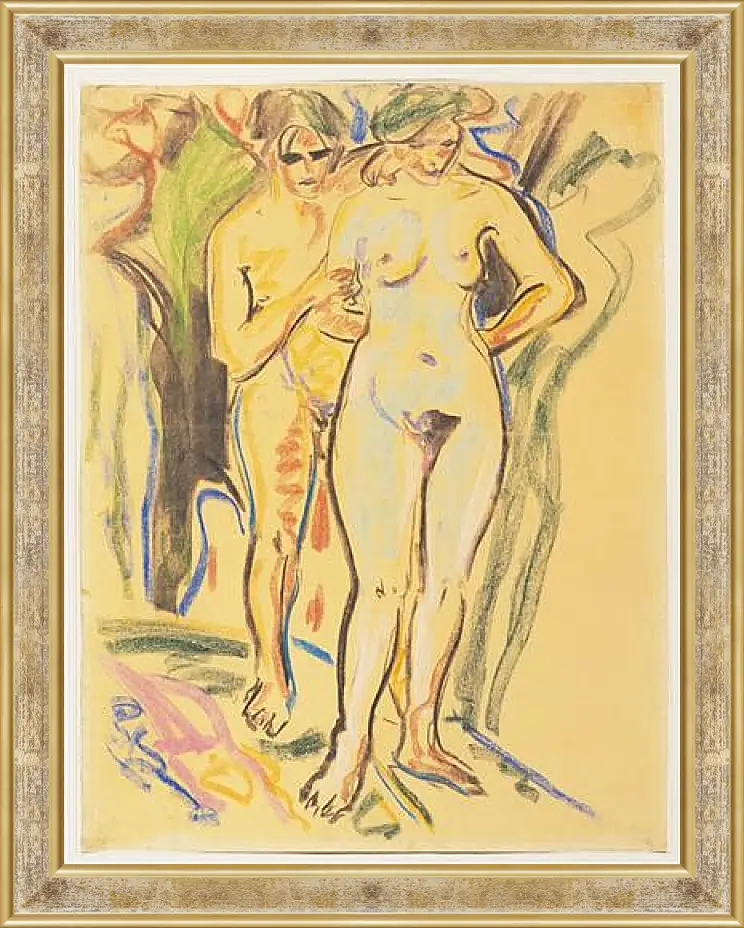 Картина в раме - Two Nudes in a Landscape. Эрнст Людвиг Кирхнер