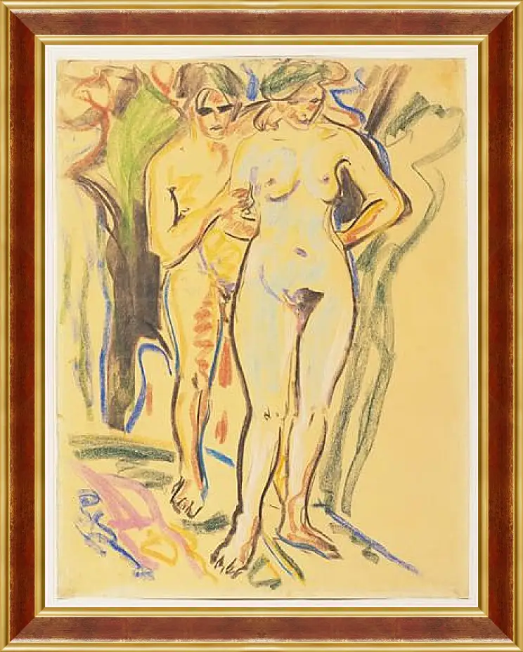 Картина в раме - Two Nudes in a Landscape. Эрнст Людвиг Кирхнер