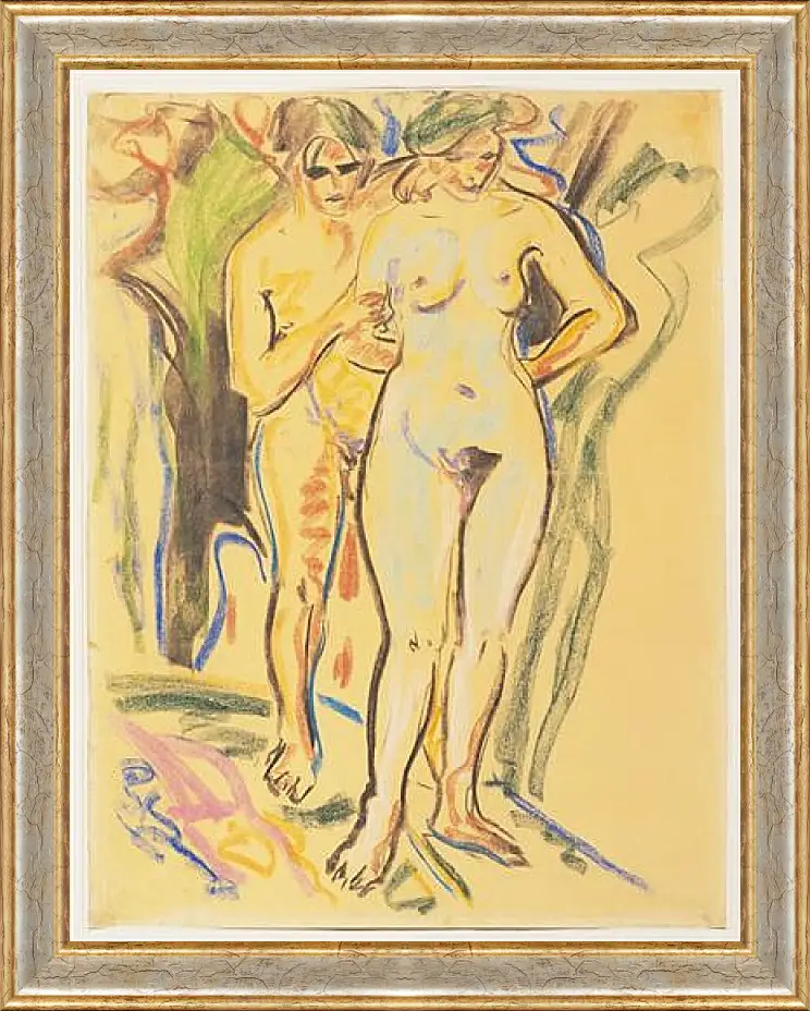 Картина в раме - Two Nudes in a Landscape. Эрнст Людвиг Кирхнер