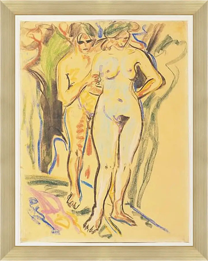 Картина в раме - Two Nudes in a Landscape. Эрнст Людвиг Кирхнер