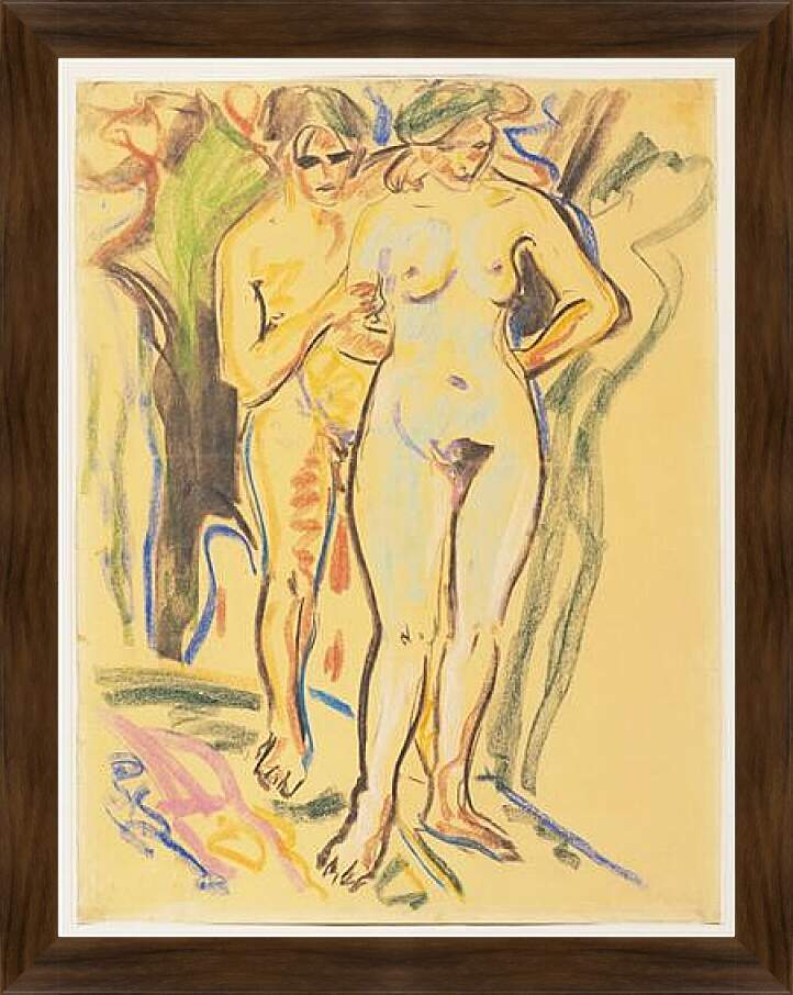 Картина в раме - Two Nudes in a Landscape. Эрнст Людвиг Кирхнер