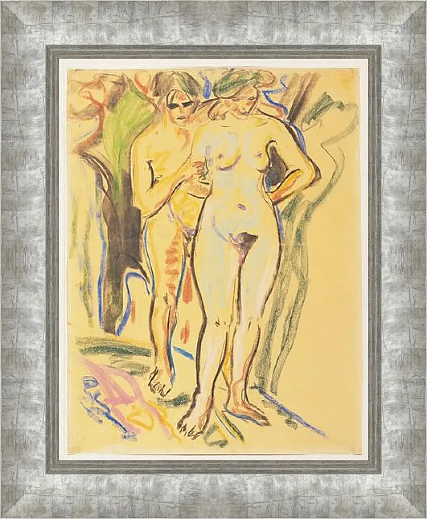 Картина в раме - Two Nudes in a Landscape. Эрнст Людвиг Кирхнер