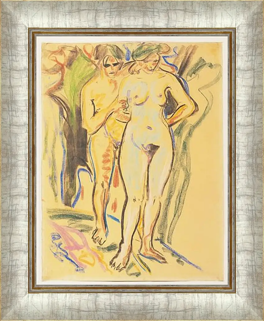 Картина в раме - Two Nudes in a Landscape. Эрнст Людвиг Кирхнер
