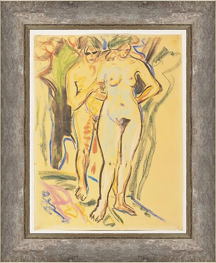 Картина в раме - Two Nudes in a Landscape. Эрнст Людвиг Кирхнер