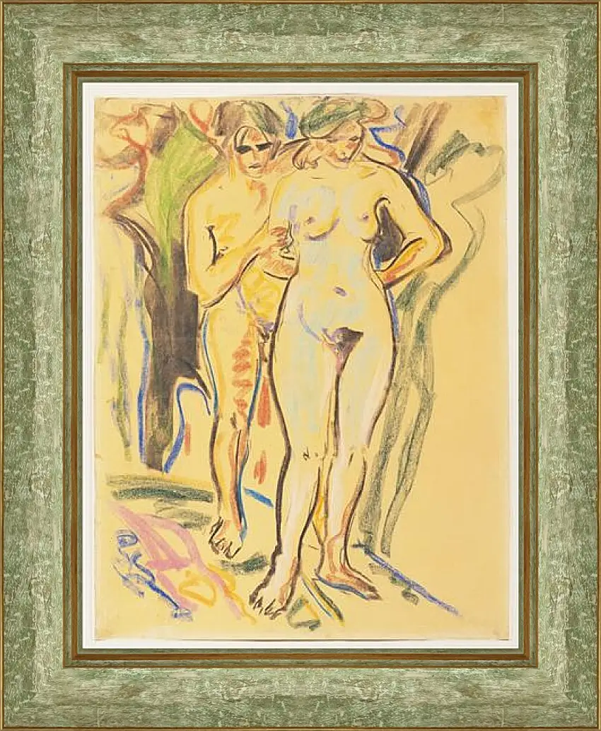 Картина в раме - Two Nudes in a Landscape. Эрнст Людвиг Кирхнер