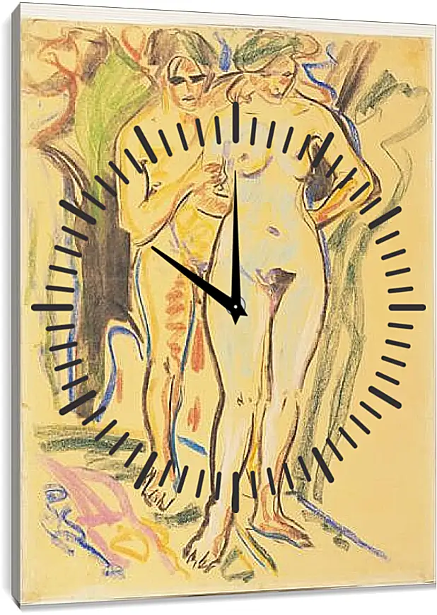 Часы картина - Two Nudes in a Landscape. Эрнст Людвиг Кирхнер